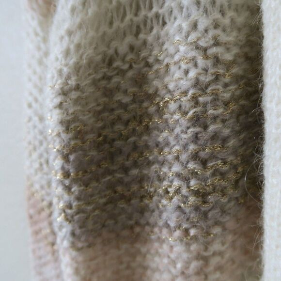 ANTHROPOLOGIE NUMPH Wool Mohair Striped Cardigan Sz S Metallic Longline Knit - Picture 6 of 10